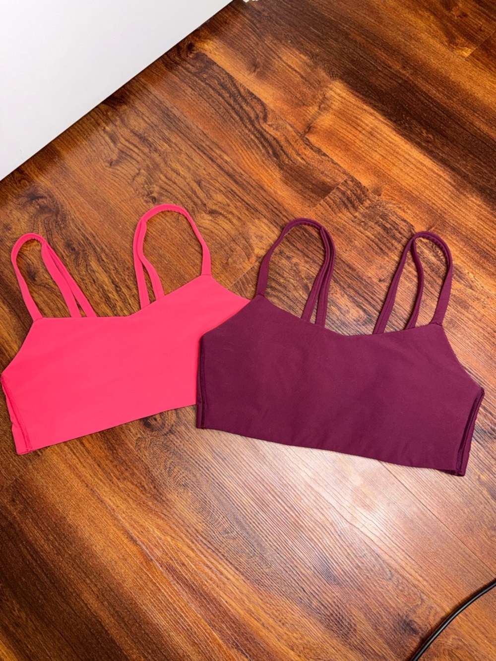 All in Motion Seamless Double-Strap Bralette Set - Hot Pink & Wine - Picture 2 of 5